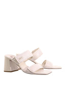 HÖGL Janet Ecru Leather Mules With High Heels