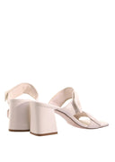 HÖGL Janet Δερμάτινα Εκρού Mules Με Ψηλό Τακούνι