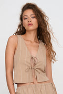 24COLOURS Striped Beige Vest