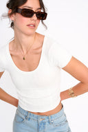 24COLOURS Διάτρητο Λευκό T-Shirt