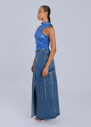 ESTHE Denim Cargo Maxi Jean Φούστα