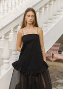 ESTHE Organza Maxi Μαύρο Φόρεμα