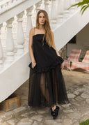ESTHE Organza Maxi Μαύρο Φόρεμα