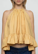 ESTHE Babydoll Κίτρινο Τοπ Με Βολάν