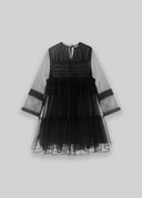 ESTHE Oversized Mini Μαύρο Φόρεμα Με Τούλι