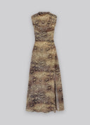 ESTHE Gathered Snake Print Midi Dress