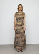 ESTHE Gathered Snake Print Midi Φόρεμα