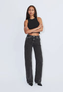 DR. DENIM Echo High Straight Tar Retro Black Jeans