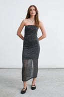 24COLOURS Metallic Dress Black