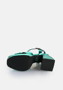 BUFFALO Bella Cross Holographic Green Heeled Sandal