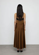 ESTHE Coffee Satin Lace Dress