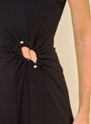 OPEN Ribbed Μαύρη Ολόσωμη Φόρμα