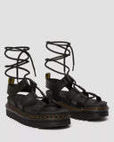 DR. MARTENS Nartilla Hydro Leather Lace Up Gladiator Sandals Black