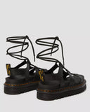 DR. MARTENS Nartilla Hydro Leather Lace Up Gladiator Sandals Black