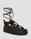 DR. MARTENS Nartilla Hydro Leather Lace Up Gladiator Sandals Black