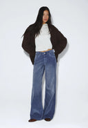 DR. DENIM Rhue Low Wide Washed Blue Shade Cord Jeans