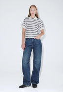 DR. DENIM Jade Ecru Stripe Polo T-Shirt