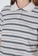 DR. DENIM Jade Ecru Stripe Polo T-Shirt