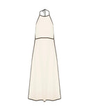 BEATRICE Contrast Piping Μακρύ Εκρού Φόρεμα