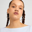 PILGRIM Larkin Ασημί Μεγάλοι Κρίκοι Σκουλαρίκια