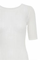 ICHI Ihcallies Ribbed White Blouse
