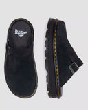 DR. MARTENS Zebzag Eh Suede Platform Mules Black