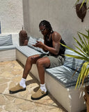 DR. MARTENS Zebzag Eh Suede Platform Mules Savannah Tan