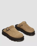 DR. MARTENS Zebzag Eh Suede Platform Mules Savannah Tan