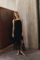INWEAR Charleeneiw Midi Μαύρο Φόρεμα Με Κρόσια