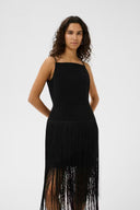 INWEAR Charleeneiw Midi Μαύρο Φόρεμα Με Κρόσια