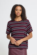 ICHI Ihrebetta Striped Μπορντώ T-shirt