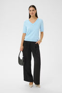 KAFFE Kalizza Blue Knitted Short-Sleeved Blouse