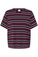 ICHI Ihrebetta Striped Μπορντώ T-shirt