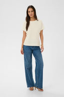 KAFFE Kafelicity Μπεζ Κοντομάνικη Μπλούζα