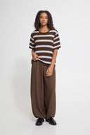 ICHI Ihrebetta Καφέ Striped T-shirt