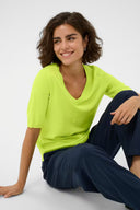 KAFFE Kalizza Lime Knitted Short Sleeve Blouse