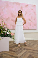 KAFFE Kakiera Maxi Πλισέ Λευκό Φόρεμα