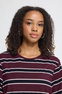 ICHI Ihrebetta Striped Μπορντώ T-shirt
