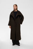 INWEAR Zaschaiw Μαύρο-Καφέ Ψαροκόκαλο Μάλλινο Παλτό