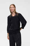 InWear Moraiw Μαύρη Μπλούζα με Δαντελένια Λεπτομέρεια