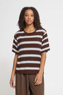 ICHI Ihrebetta Καφέ Striped T-shirt