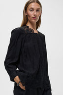 InWear Moraiw Μαύρη Μπλούζα με Δαντελένια Λεπτομέρεια