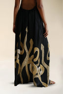 FARA BOUTIQUE Naya Maxi Μαύρο Σατέν Φόρεμα