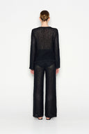 NADIA RAPTI Jetsetter Sheer Black Knitted Pants