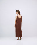 YERSE Chocolate Tencel Long Sleeveless Dress