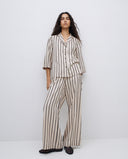 YERSE Wide-Leg Striped Παντελόνι Ecru & Black