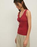 YERSE Knitted Ribbed Red Top