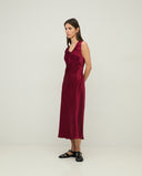 YERSE Σατέν Μακρύ Φόρεμα Μπορντώ