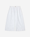 YERSE Cropped Λινό Λευκό Παντελόνι Με Κέντημα