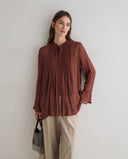 YERSE 45888 Pleated Chocolate Πουκάμισο